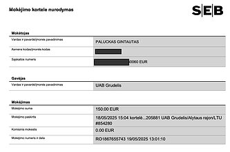 Gegužės mėnesio G. Palucko mokėjimas Gegužės mėnesio G. Palucko mokėjimas