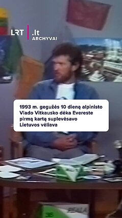1993 m. alpinisto Vitkausko dėka Evereste pirmą kartą suplevėsavo Lietuvos vėliava