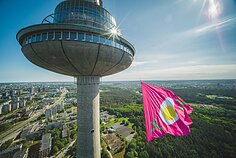 Vilniaus televizijos bokšte plevėsuoja šaltibarščių vėliava Vilniaus televizijos bokšte plevėsuoja šaltibarščių vėliava