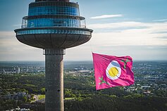Vilniaus televizijos bokšte plevėsuoja šaltibarščių vėliava Vilniaus televizijos bokšte plevėsuoja šaltibarščių vėliava