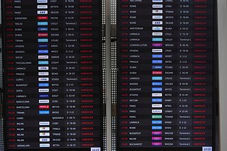 The flight information board at Israel's Ben Gurion Airport The flight information board at Israel's Ben Gurion Airport