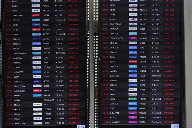 The flight information board at Israel's Ben Gurion Airport The flight information board at Israel's Ben Gurion Airport