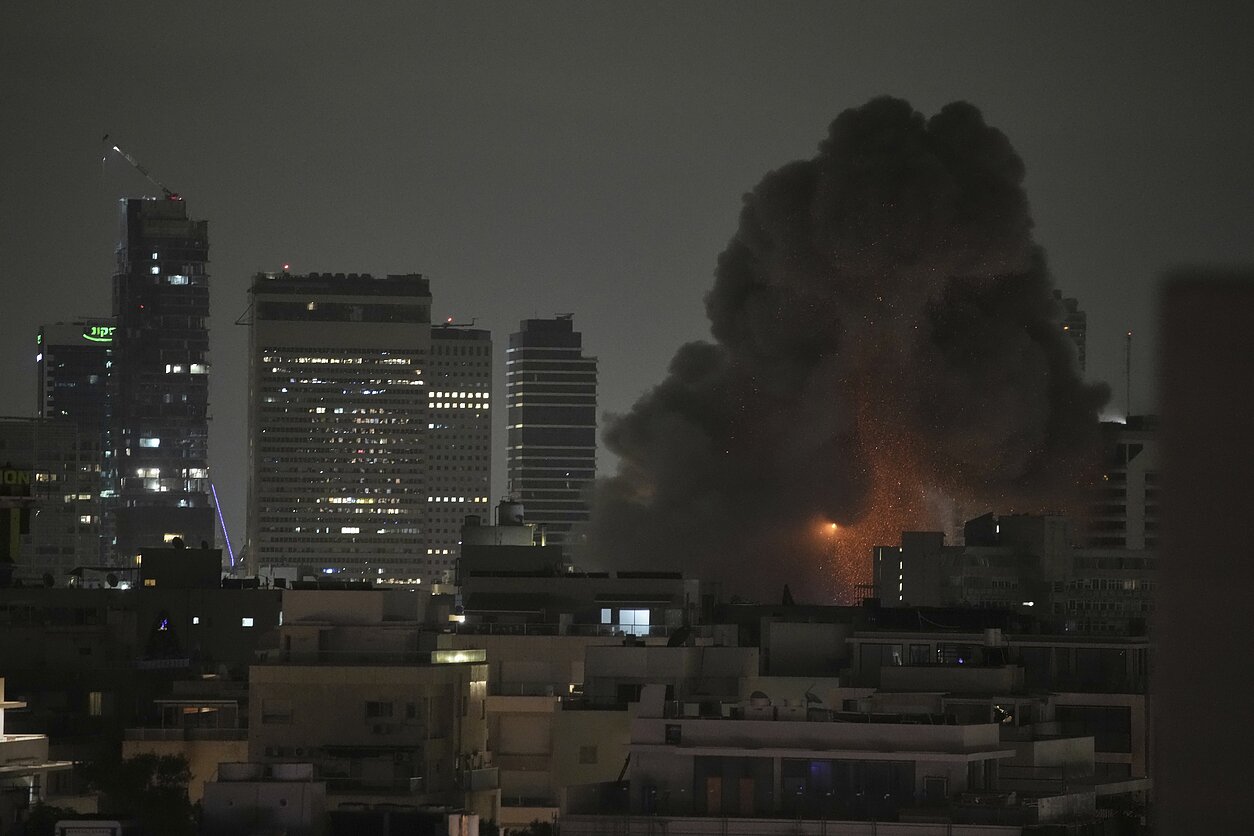 An explosion during a missile attack in Tel Aviv, Israel, on June 15, 2025. An explosion during a missile attack in Tel Aviv, Israel, on June 15, 2025.