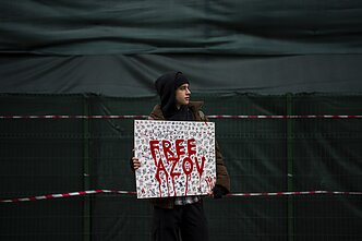 Piketas reikalaujant paleisti Azovo bataliono karius iš Rusijos nelaisvės