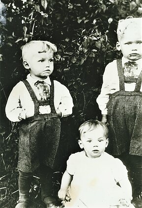 Sons Petras and Algis, and daughter Meilutė, of commander Antanas Žilys-Žaibas and partisan Zofija Striogaitė-Žilienė-Klajūnė. Ukmergė County, 1948.