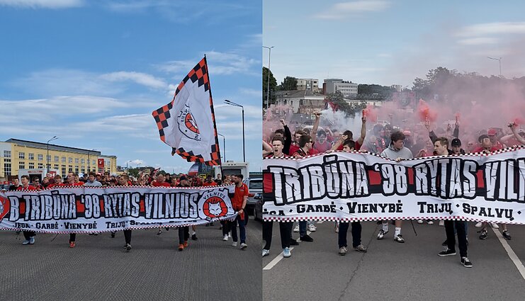 Prieš lemiamą LKL finalo mūšį – „Ryto“ sirgalių eisena