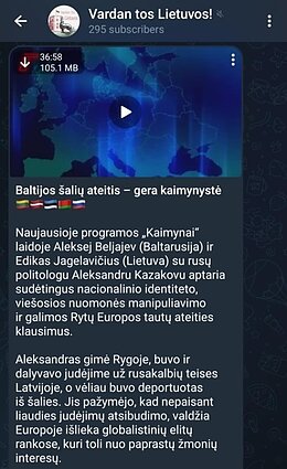 „Pravfondo“ finansuojamas propagandinis Telegram kanalas lietuviškai 