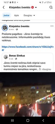 Įrašas „Klaipėdos švenčių“ feisbuke vėliau buvo pašalintas