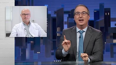 Nordclinic doctor Šarūnas Tarasevičius in a clip from the show Last Week Tonight.
