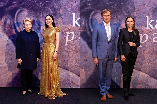 Dalia Grybauskaitė, Anželika Cholina, Šarūnas Birutis, Greta Cholina Anželikos Cholinos šokio teatro spektaklio „Karalių pasaka“ premjeros Vilniuje svečiai