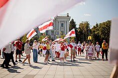 Belarusians living in Lithuania on Saturday marked the fifth anniversary of mass protests against the regime of Alexander Lukashenko