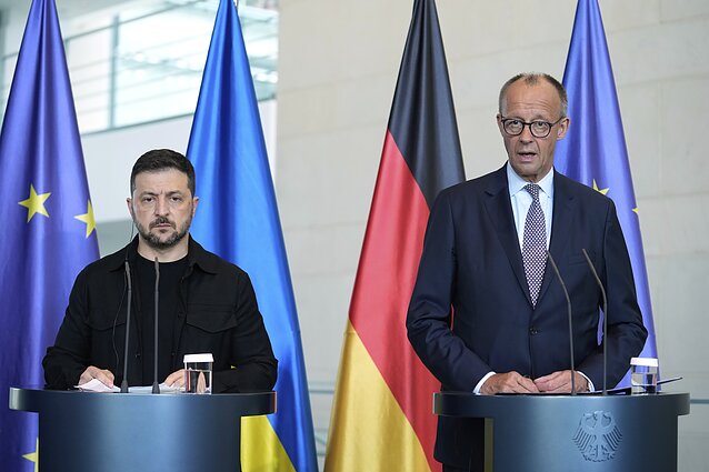 Volodymyras Zelenskis ir Friedrichas Merzas