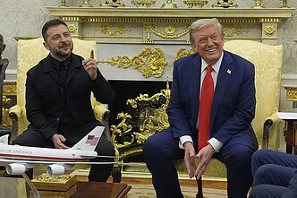 Volodymyras Zelenskis ir Donaldas Trumpas
