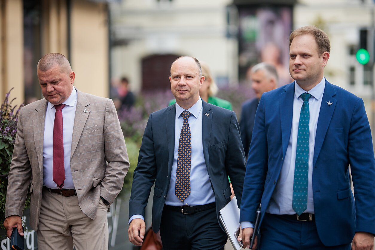 LVŽS party members left to right: Dainius Gaižauskas, Aurelijus Veryga and Arvydas Nekrošius