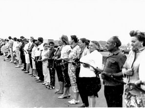 Gineikienė with her family and friends in the Baltic Way.