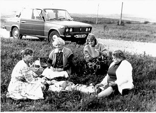 Gineikienė with her family and friends in the Baltic Way.