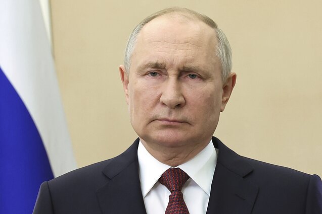 Vladimiras Putinas 2023 m. rugsėjo 8 d. kreipiasi į rusus 80-ųjų Donbaso išvadavimo nuo nacistinės Vokietijos pajėgų metinių proga