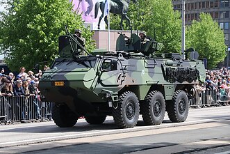 The Patria armoured personnel carrier prouced by Finland.