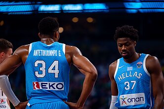Giannis Antetokounmpo ir Kostas Antetokounmpo. Europos čempionatas: Lietuva – Graikija