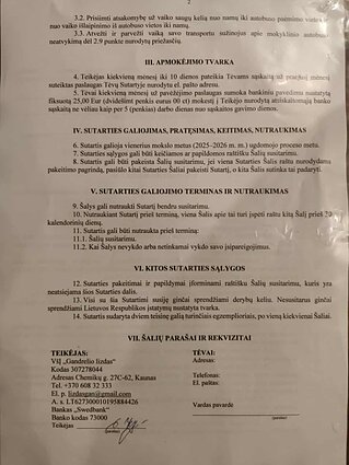 Sutartis dėl mokinio vežimo