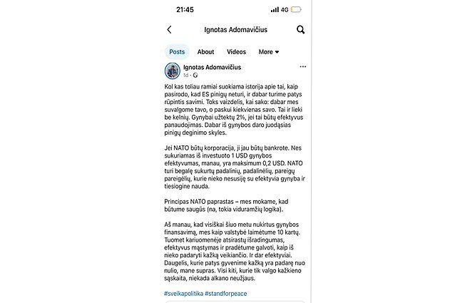 Ignoto Adomavičiaus pasisakymas, kurį jis ištrynė Ignoto Adomavičiaus pasisakymas, kurį jis ištrynė