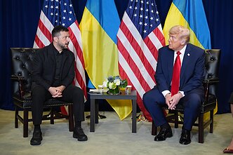 Volodymyras Zelenskis ir Donaldas Trumpas