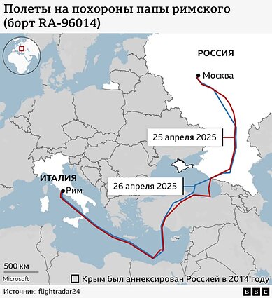 Полеты российского правительственного борта в Рим