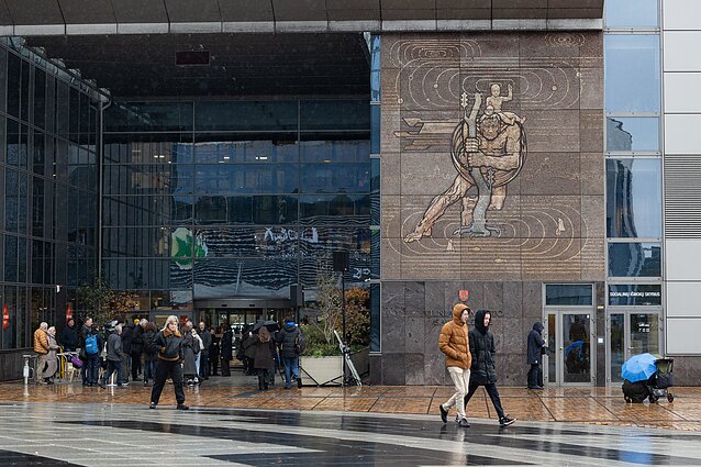 Mosaic of St Christopher in Vilnius city centre Mosaic of St Christopher in Vilnius city centre