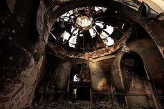 Sugriauta cerkvė Donetske