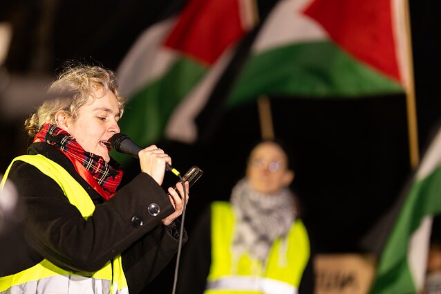 Protest in Kaunas ahead of a Lithuania-Israel friendly football match