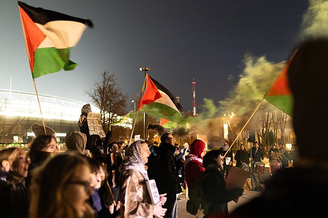 Protest in Kaunas ahead of a Lithuania-Israel friendly football match