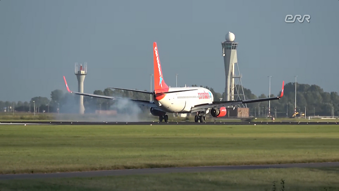 A Corendon Airlines plane touches down at Amsterdam Schipol. This was Thomas' last employer as a pilot, though he failed to get off the ground in his final flight, as police seized him on the tarmac.