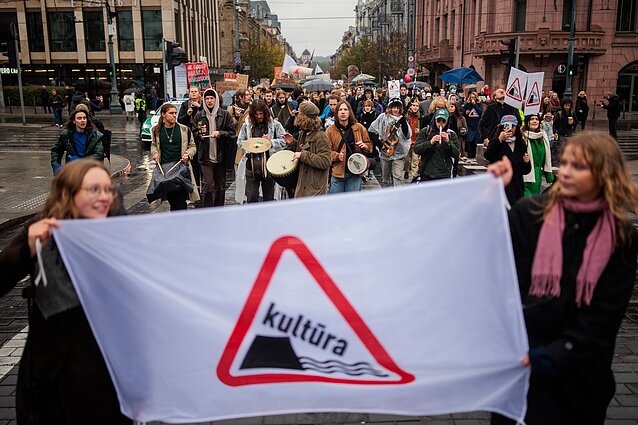 The culture sector's warning protest in early October 2025.