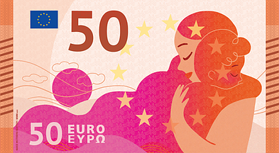 „Make Mothers Matter“ iniciatyva sukurti eurų banknotų pavyzdžiai, kuriuose vaizduojamas nematomas motinų darbas. „Make Mothers Matter“ iniciatyva sukurti eurų banknotų pavyzdžiai, kuriuose vaizduojamas nematomas motinų darbas.