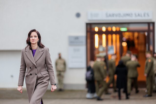 Prime Minister Inga Ruginienė at the farewell ceremony in Vilnius for the Belgian soldier killed during training