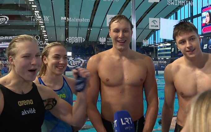 Rūta Meilutytė, Smiltė Plytnykaitė, Jokūbas Keblys ir Mantas Kaušpėdas Rūta Meilutytė, Smiltė Plytnykaitė, Jokūbas Keblys ir Mantas Kaušpėdas