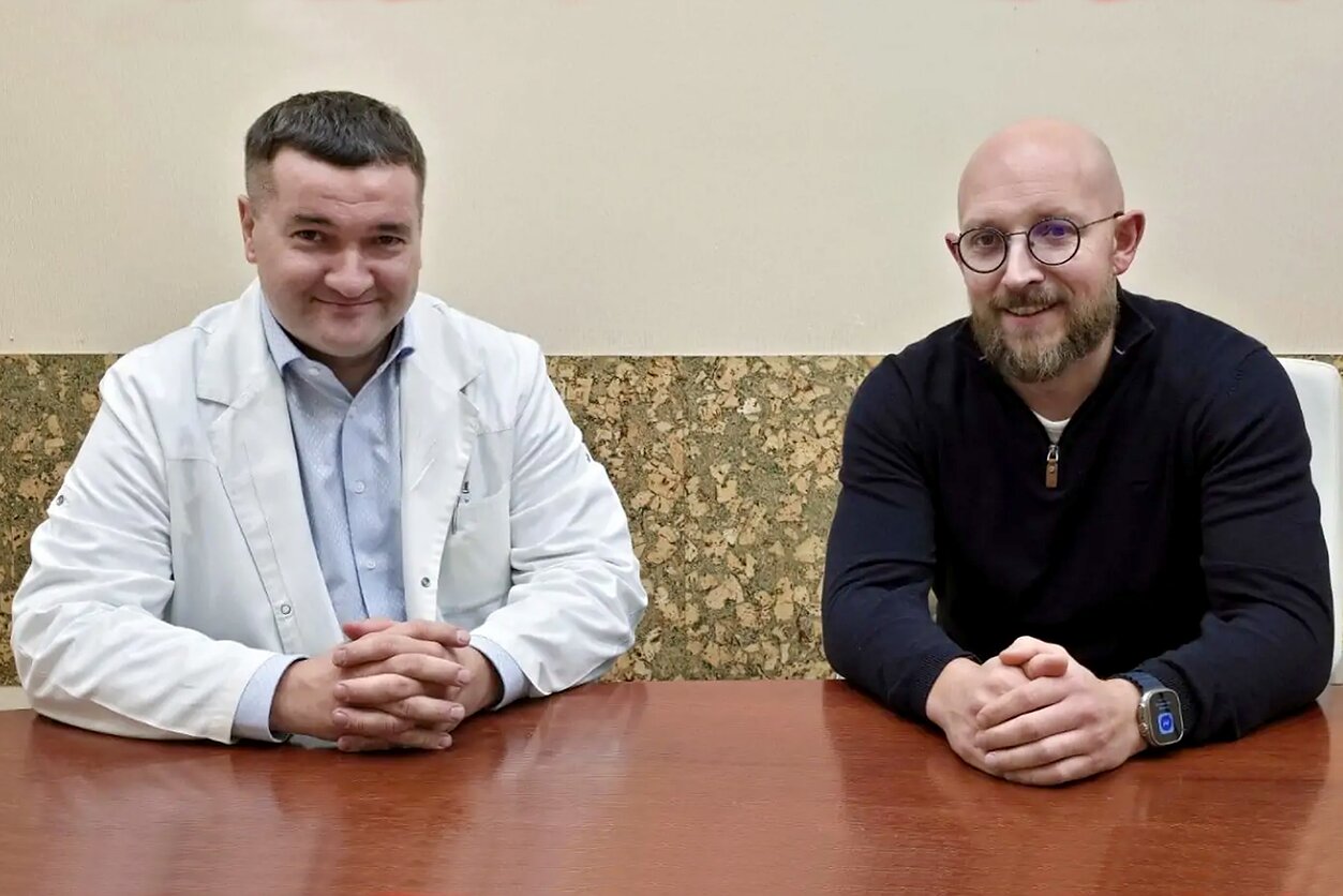 RŠL laikinasis vadovas N. Rūkštelis ir gydytojas gastroenterologas J. Birutis