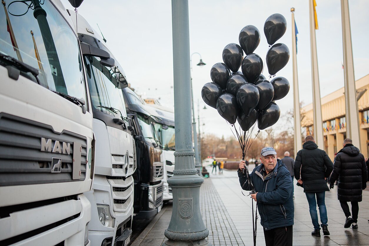 The National Road Carriers Association, Linava, held a protest in central Vilnius The National Road Carriers Association, Linava, held a protest in central Vilnius