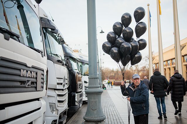 Vilkikų vairuotojų protesto akcija Vilniuje