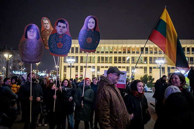 A protest rally outside the parliament building over the proposed LRT legislation