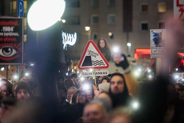 Protest rally outside the parliament building over LRT legislation