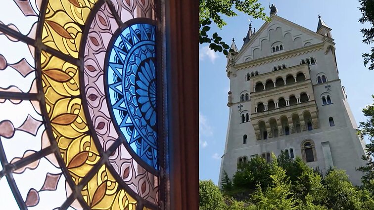 Tapytų vitražų meno ryškumas ir pasivaikščiojimas po įspūdingąją Noišvanšteino pilį