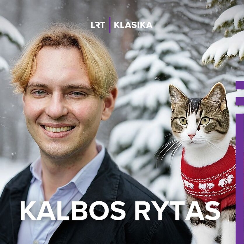Tomo Rikliaus asmenukė., Tomas Riklius su draugiškais katinais laukia Kūčių nakties.