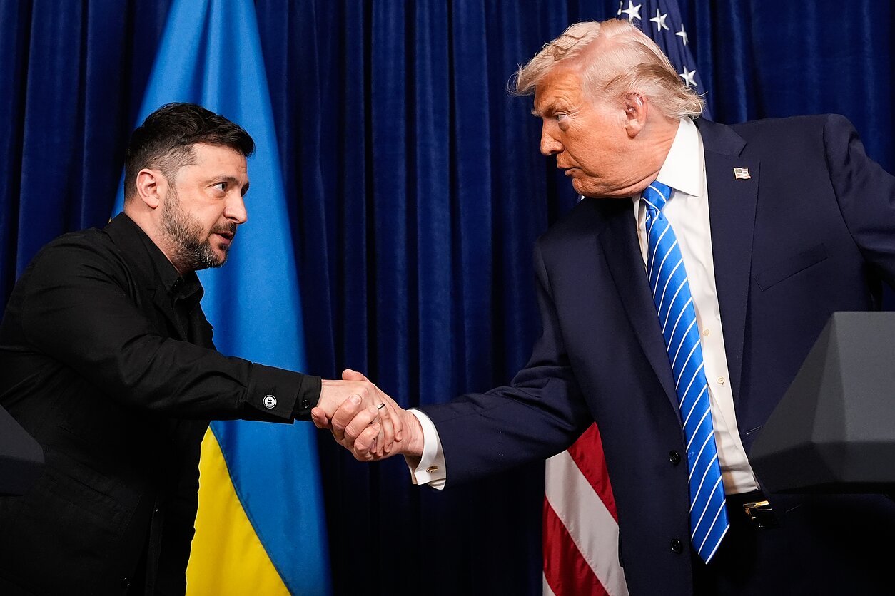 Volodymyras Zelenskis ir Donaldas Trumpas