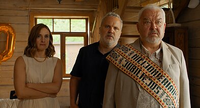 Renata Kutinaitė, Giedrius Savickas, Arvydas Dapšys filme „Milijonieriaus jubiliejus“ 