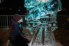 2025 m. vykusio Jelgavos ledo skulptūrų festivalio akimirkos