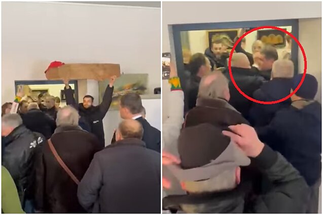 Susitikimo su gyventojais metu Vilkaviškyje Žemaitaitis apstumdė jaunuolį Susitikimo su gyventojais metu Vilkaviškyje Žemaitaitis apstumdė jaunuolį