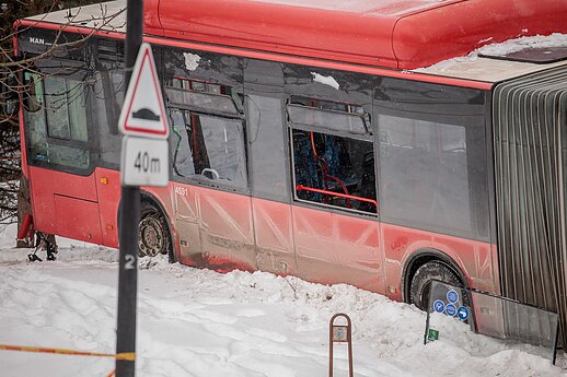 Incidentas Vilniuje: autobusas nuvažiavo nuo kelio ir rėžėsi į medį