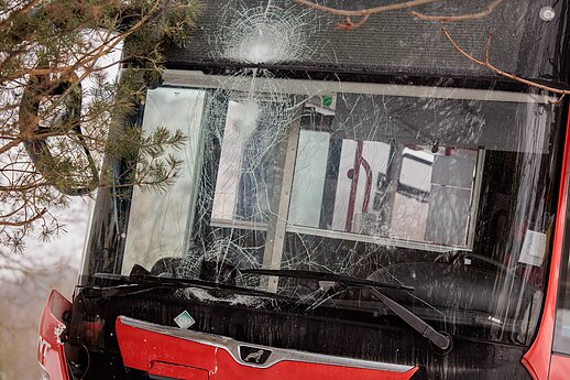 Incidentas Vilniuje: autobusas nuvažiavo nuo kelio ir rėžėsi į medį