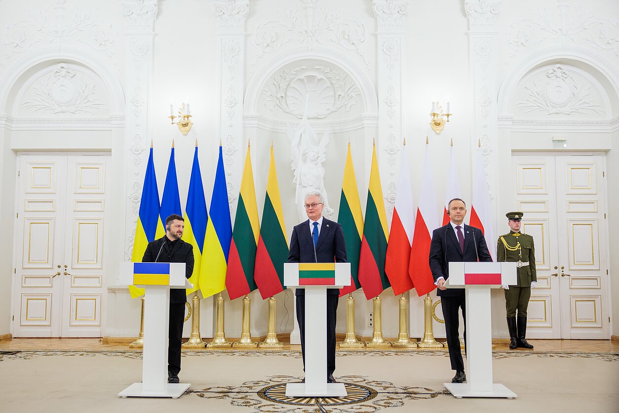 Volodymyras Zelenskis, Gitanas Nausėda ir Karolis Nawrockis